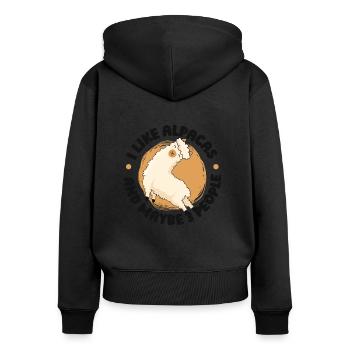 I Like Alpacas And Maybe 3 People Lama Pako - Frauen Premium Bio Zip Hoodie - Schwarz - Hinten - Julia (174cm)
