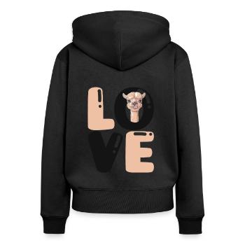 Love Pako alpaca lama éleveur d'alpagas - Sweat à capuche zippé Premium bio Femme - noir - Dos - Julia (174cm)