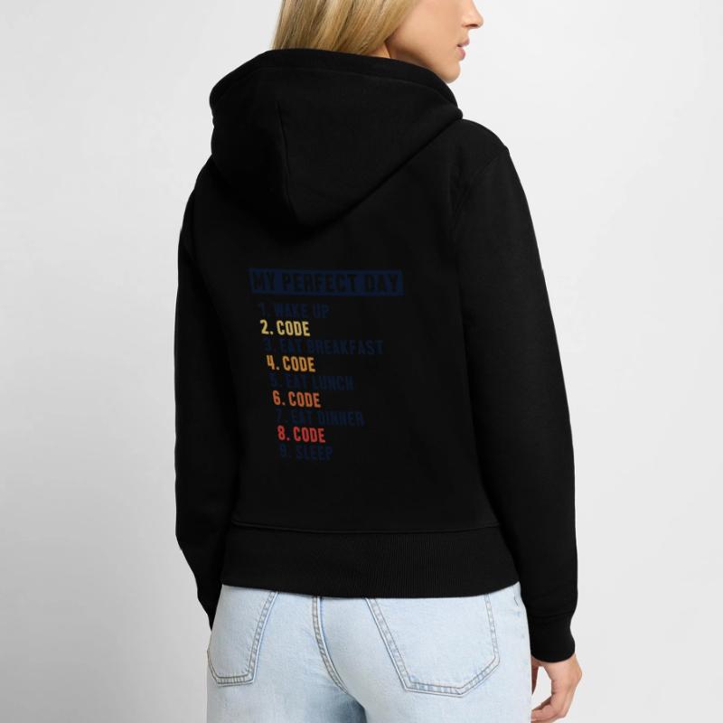 Coding Perfect Day Developer Softwareingenieur Frauen Premium Bio Zip Hoodie
