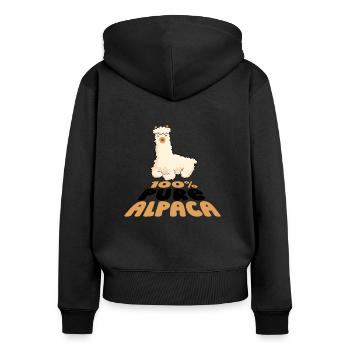 100% Pure Alpaca Llama Vicuna Guanaco Breeder - Women's Premium Organic Zip Hoodie - black - Back - Julia (174cm)