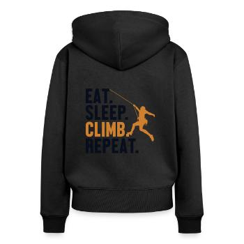 Eat Sleep Climb Repeat Alpinklettern - Frauen Premium Bio Zip Hoodie - Schwarz - Hinten - Julia (174cm)