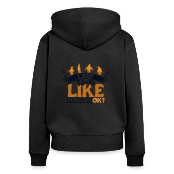 I Really Like Penguins Kaiserpinguin Seevogel - Frauen Premium Bio Zip Hoodie - Schwarz - Hinten - Julia (174cm)