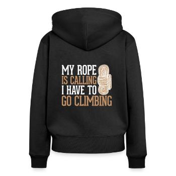 My Rope is Calling I have to Go Alpinklettern - Frauen Premium Bio Zip Hoodie - Schwarz - Hinten - Julia (174cm)