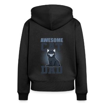 Awesome Cat Dad Kätzchen Hauskatze Miezekatze - Frauen Premium Bio Zip Hoodie - Schwarz - Hinten - Julia (174cm)