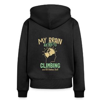 My Brain is 95% Climbing Sportklettern Kraxler - Frauen Premium Bio Zip Hoodie - Schwarz - Hinten - Julia (174cm)