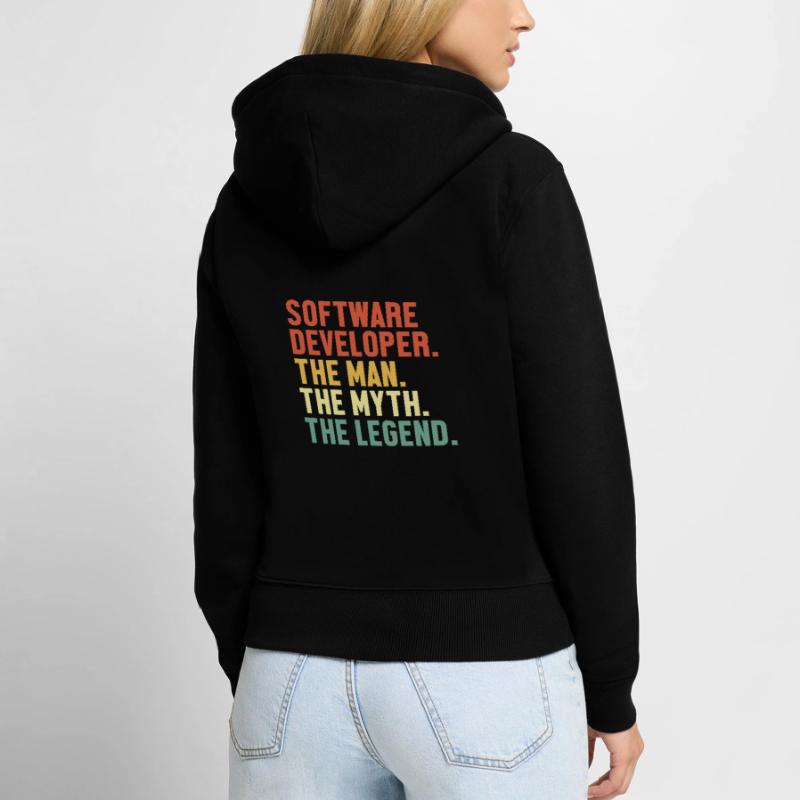 Software Developer Man Myth Legend Coder Software Women's Premium Organic Zip Hoodie