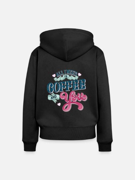 Coffee and You - Frauen Premium Bio Zip Hoodie - Schwarz