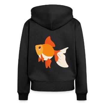 Goldfisch - Frauen Premium Bio Zip Hoodie - Schwarz - Hinten - Julia (174cm)