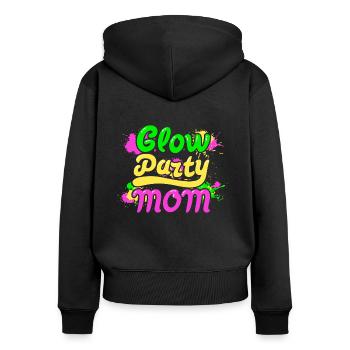 Glow Party Mom - Frauen Premium Bio Zip Hoodie - Schwarz - Hinten - Julia (174cm)