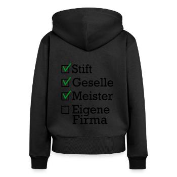 Stift Geselle Meister - Frauen Premium Bio Zip Hoodie - Schwarz - Hinten - Julia (174cm)