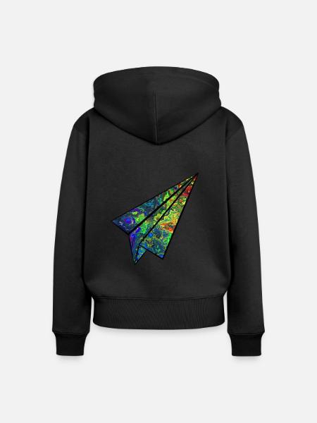 Papierflieger bunt - Frauen Premium Bio Zip Hoodie - Schwarz