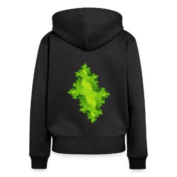 Vert fractal - Sweat à capuche zippé Premium bio Femme - noir - Dos - Julia (174cm)