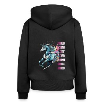 Untamed Beauty - Running Unicorn - Women's Premium Organic Zip Hoodie - black - Back - Julia (174cm)
