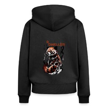 Habitant de la forêt: Red Panda’s Haven - Sweat à capuche zippé Premium bio Femme - noir - Dos - Julia (174cm)