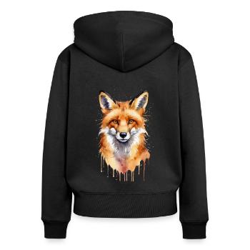 Playful Fox Watercolor - Women's Premium Organic Zip Hoodie - black - Back - Julia (174cm)