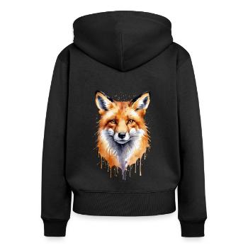 Foxy Watercolor - Un pinceau avec la nature - Sweat à capuche zippé Premium bio Femme - noir - Dos - Julia (174cm)