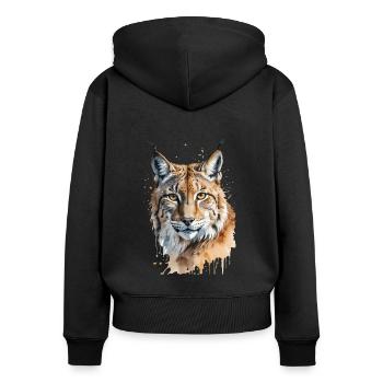 Majestic Lynx Watercolor - Women's Premium Organic Zip Hoodie - black - Back - Julia (174cm)