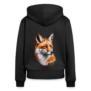 Foxy Watercolor - A Brush with Nature - Women's Premium Organic Zip Hoodie - black - Back - Julia (174cm)