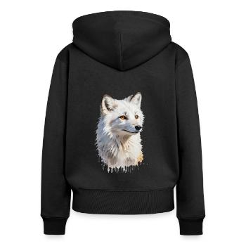 Majestätischer Polarfuchs Aquarell - Frauen Premium Bio Zip Hoodie - Schwarz - Hinten - Julia (174cm)