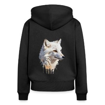 Verschneite Schönheit - Polarfuchs Aquarell - Frauen Premium Bio Zip Hoodie - Schwarz - Hinten - Julia (174cm)
