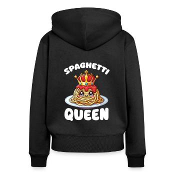 Noodles Kawaii Spaghetti Queen Lover Pasta Italian - Women's Premium Organic Zip Hoodie - black - Back - Julia (174cm)