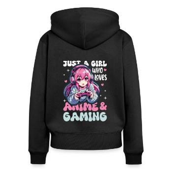 Anime Girl Kawaii Gamer Anime Lover - Frauen Premium Bio Zip Hoodie - Schwarz - Hinten - Julia (174cm)