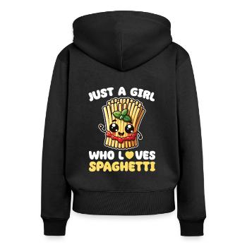Noodles Kawaii Spaghetti Lover Pasta Italian - Women's Premium Organic Zip Hoodie - black - Back - Julia (174cm)