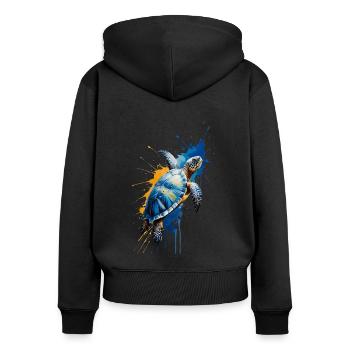 Watercolor Turtle - Peaceful Aquatic Creature - Women's Premium Organic Zip Hoodie - black - Back - Julia (174cm)