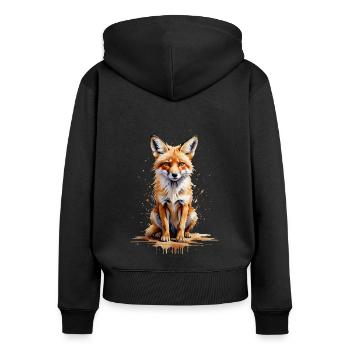 Fuchs Aquarell - Wilde Schönheit - Frauen Premium Bio Zip Hoodie - Schwarz - Hinten - Julia (174cm)