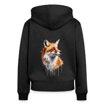 Foxy Watercolor - Un pinceau avec la nature - Sweat à capuche zippé Premium bio Femme - noir - Dos - Julia (174cm)