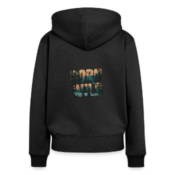 Born Wild: Scenic Landscape Typography - Women's Premium Organic Zip Hoodie - black - Back - Julia (174cm)