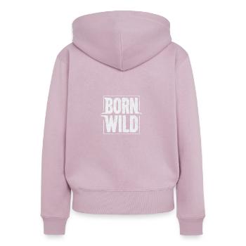 Wild geboren - Frauen Premium Bio Zip Hoodie - Altrosa - Hinten - Julia (174cm)