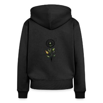 Zarte Löwenzahn-Wünsche - Frauen Premium Bio Zip Hoodie - Schwarz - Hinten - Julia (174cm)