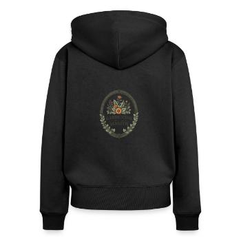 Emblème du maître du jardinage - Sweat à capuche zippé Premium bio Femme - noir - Dos - Julia (174cm)