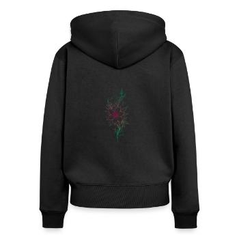 Zarte florale Strichzeichnungen - Frauen Premium Bio Zip Hoodie - Schwarz - Hinten - Julia (174cm)