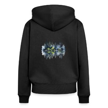 Watercolor Pine Reflection - Women's Premium Organic Zip Hoodie - black - Back - Julia (174cm)