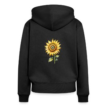 Watercolor Sunflower Bloom - Women's Premium Organic Zip Hoodie - black - Back - Julia (174cm)