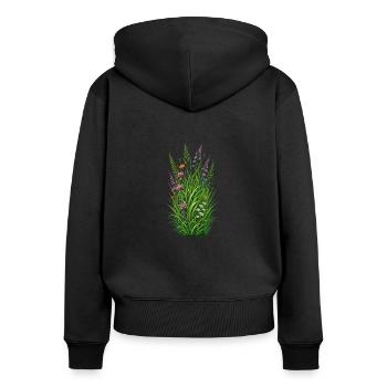 Blüte der Wildblumenwiese - Frauen Premium Bio Zip Hoodie - Schwarz - Hinten - Julia (174cm)