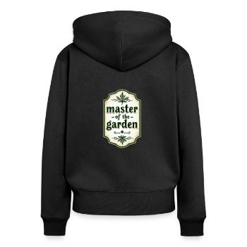 Meister des Gartens Vintage-Rahmen - Frauen Premium Bio Zip Hoodie - Schwarz - Hinten - Julia (174cm)