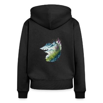 Alpine Bouquet: Mountain Floral Watercolor Art - Women's Premium Organic Zip Hoodie - black - Back - Julia (174cm)