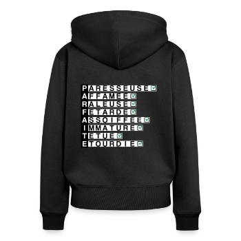 Parfaite - Sweat à capuche zippé Premium bio Femme - noir - Dos - Julia (174cm)