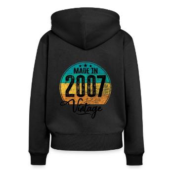 Vintage Made in 2007 Geburtsjahr 2007 Geburtstag - Frauen Premium Bio Zip Hoodie - Schwarz - Hinten - Julia (174cm)