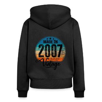 Vintage Made in 2007 Geburtsjahr 2007 Geburtstag - Frauen Premium Bio Zip Hoodie - Schwarz - Hinten - Julia (174cm)