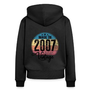 Vintage Made in 2007 Geburtsjahr 2007 Geburtstag - Frauen Premium Bio Zip Hoodie - Schwarz - Hinten - Julia (174cm)