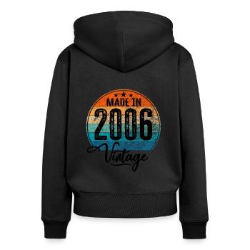 Vintage Made in 2006 Geburtsjahr 2006 Geburtstag - Frauen Premium Bio Zip Hoodie - Schwarz - Hinten - Julia (174cm)