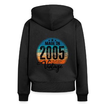 Vintage Made in 2005 Geburtsjahr 2005 Geburtstag - Frauen Premium Bio Zip Hoodie - Schwarz - Hinten - Julia (174cm)