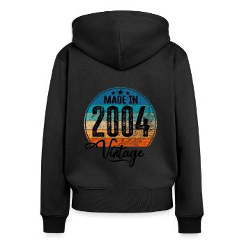 Vintage Fabriqué en 2004 Année de naissance 2004 Anniversaire - Sweat à capuche zippé Premium bio Femme - noir - Dos - Julia (174cm)