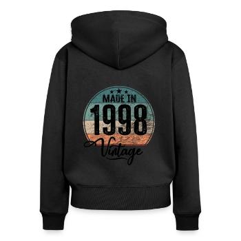 Vintage Made in 1998 Year of birth 1998 Birthday - Women's Premium Organic Zip Hoodie - black - Back - Julia (174cm)