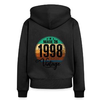 Vintage Made in 1998 Year of birth 1998 Birthday - Women's Premium Organic Zip Hoodie - black - Back - Julia (174cm)
