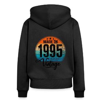 Vintage Made in 1995 Geburtsjahr 1995 Geburtstag - Frauen Premium Bio Zip Hoodie - Schwarz - Hinten - Julia (174cm)